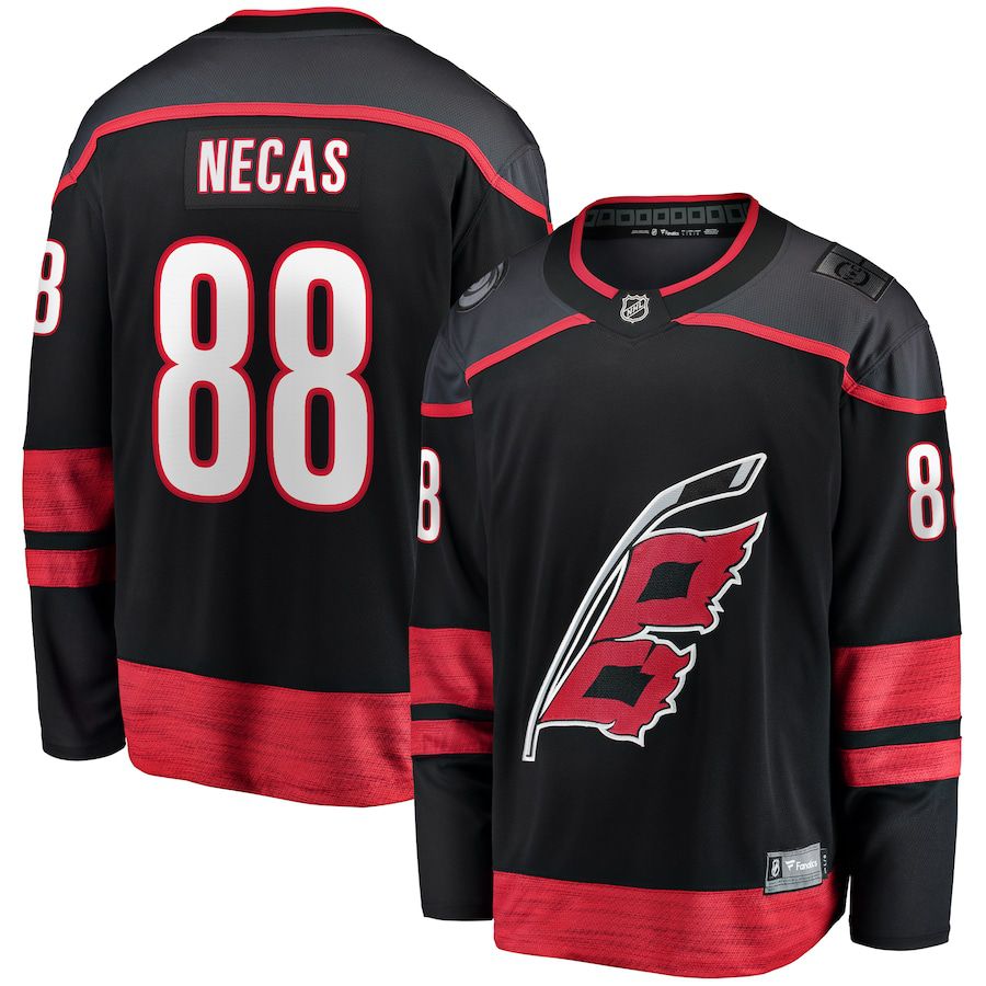 Men Carolina Hurricanes #88 Martin Necas Fanatics Branded Black Home Breakaway NHL Jersey